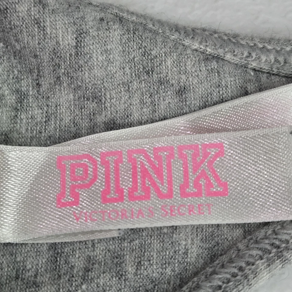 PINK Victoria's Secret Women Sports Bra Small Gray Unlined Wireless Racerback - Image 4 of 4