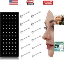 Straight L Shaped Stainless Steel Nose Studs Rings Piercing Pin Body Jewelry ...