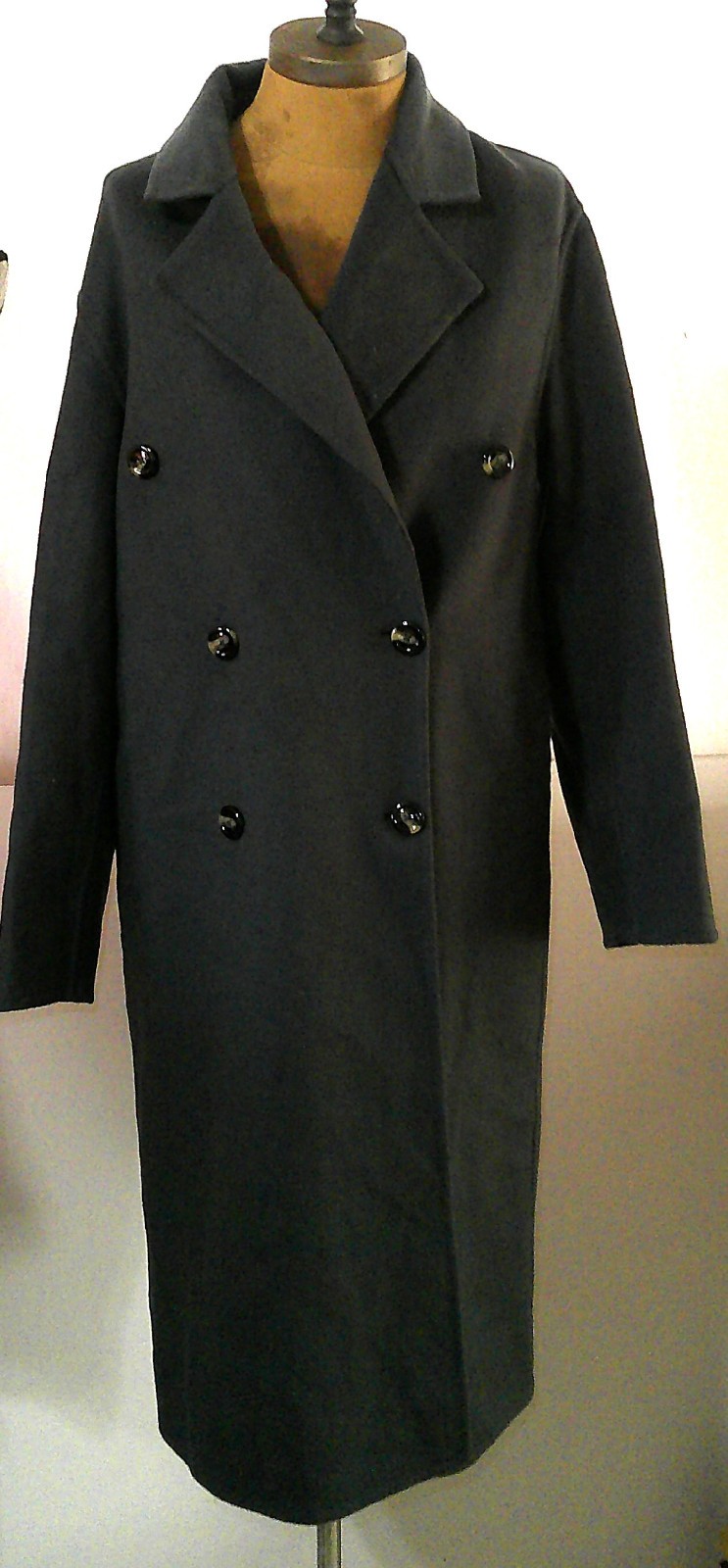New NWT Womens XXS Mango MNG Handmade Wool Coat Belt Dark Teal Blue Picarol image 7