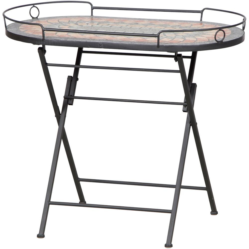 SIENA GARDEN mesa de servicio Prato estructura acero negro mate, superficie cerámica me...