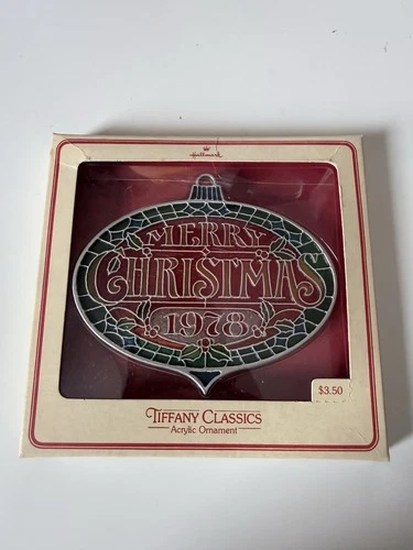 Vintage 1978 Hallmark Tiffany Classics Cristmas Acrylic Ornament Stained Glass