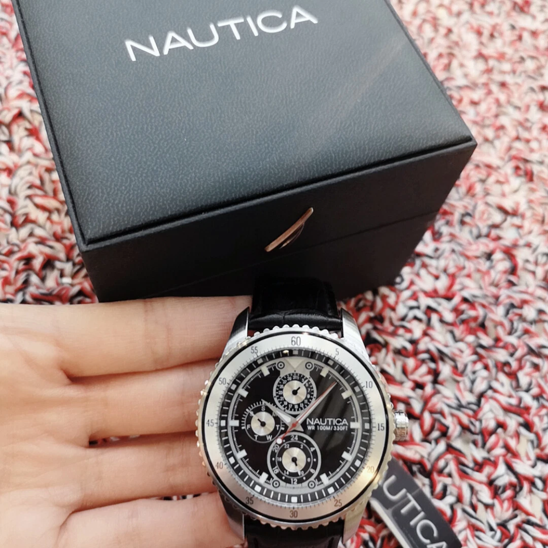 Nautica watch shop leather strap
