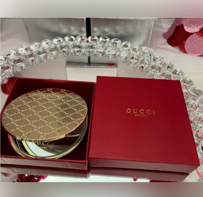 NIB Gucci GG Pattern Gold Colored Double Compact Mirror | eBay
