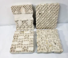 4 Vintage Hand Carved Wooden Printing Blocks Engraved stamps Textile Fabric