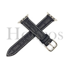 38 40 41 42 44 45 47 49mm Leather Alligator Watch Band Strap for Apple Watch B/W