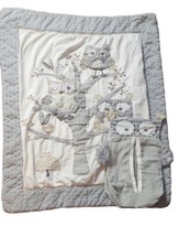 Levtex Baby Night Owl Crib Quilt Comforter Grey/Taupe  Owl Diaper Stacker
