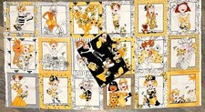 RARE Loralie Harris BEE LADIES PANEL 1 YARD BEE TOSSED Cotton Fabric Bundle