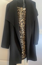 Black Trench Coat With Animal Print Interior Size 18