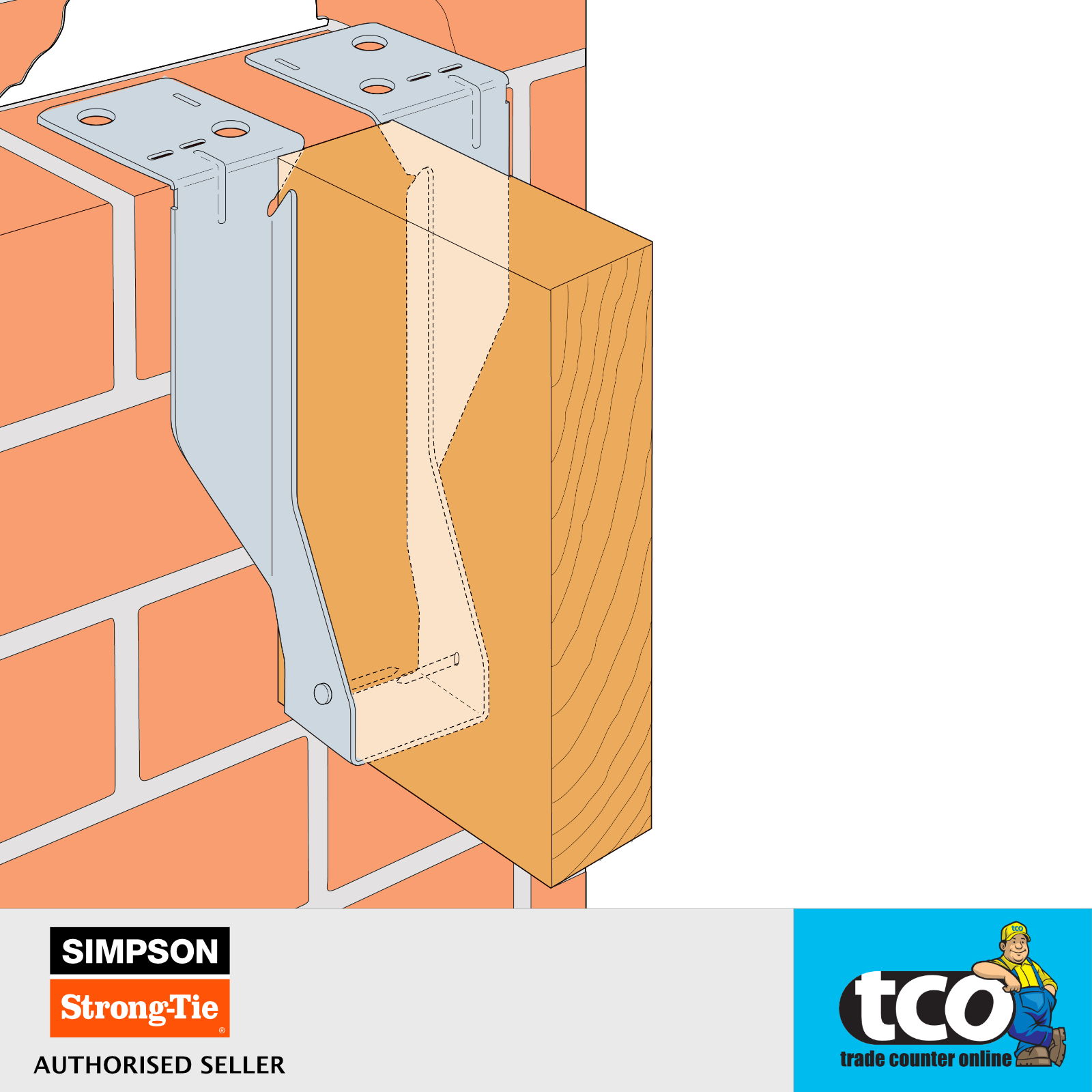 Simpsons Joist Hanger JHM Timber Joists / Truss to Masonry Wall or