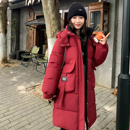Mujeres Abrigo Cálido Suelto Largo Con Capucha Algodón Invierno Acolchado Parka Informal Prendas de abrigo Talla - Imagen 27 de 29