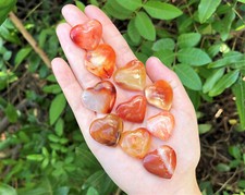 Carnelian Heart: 1" Crystal Heart, Puffed Stone Pocket Heart, Gemstone Heart 