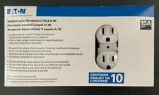 NEW 10 Pack EATON 15 AMP Standard Duplex Receptacles; 270W-10-L