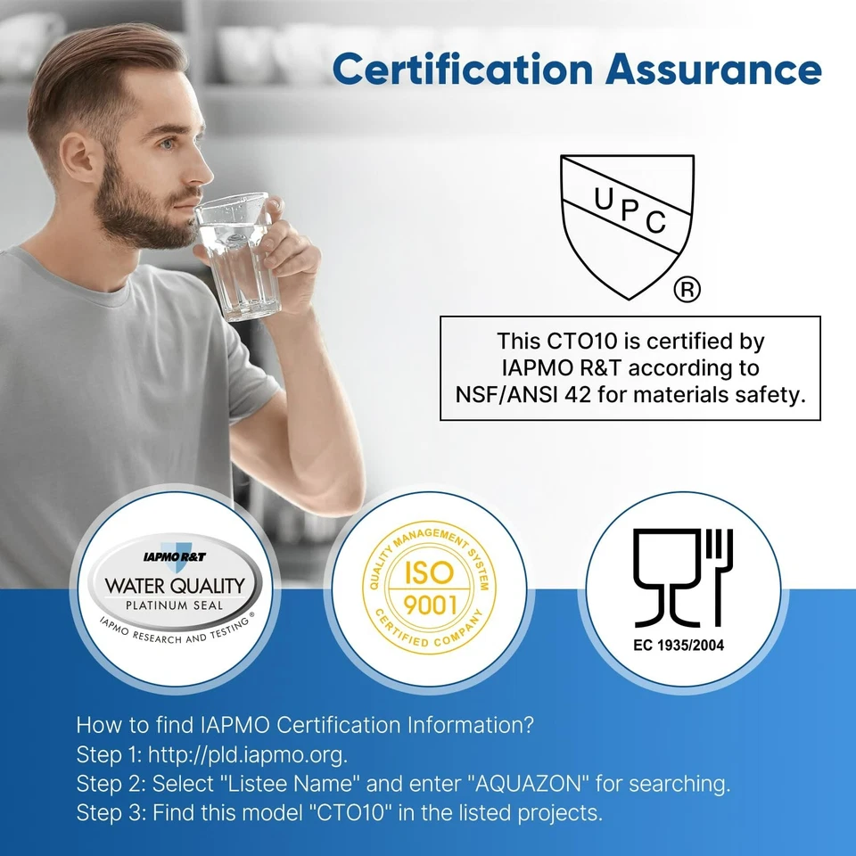 Whole House CTO Carbon Water Filter Cartridge 1 Micron 2.5" x 10" 4PACK - Image 2 of 4