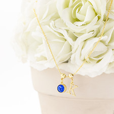 Collar Personalizado con Piedra Natal Personalizada y Dijes Iniciales en Oro o Plata