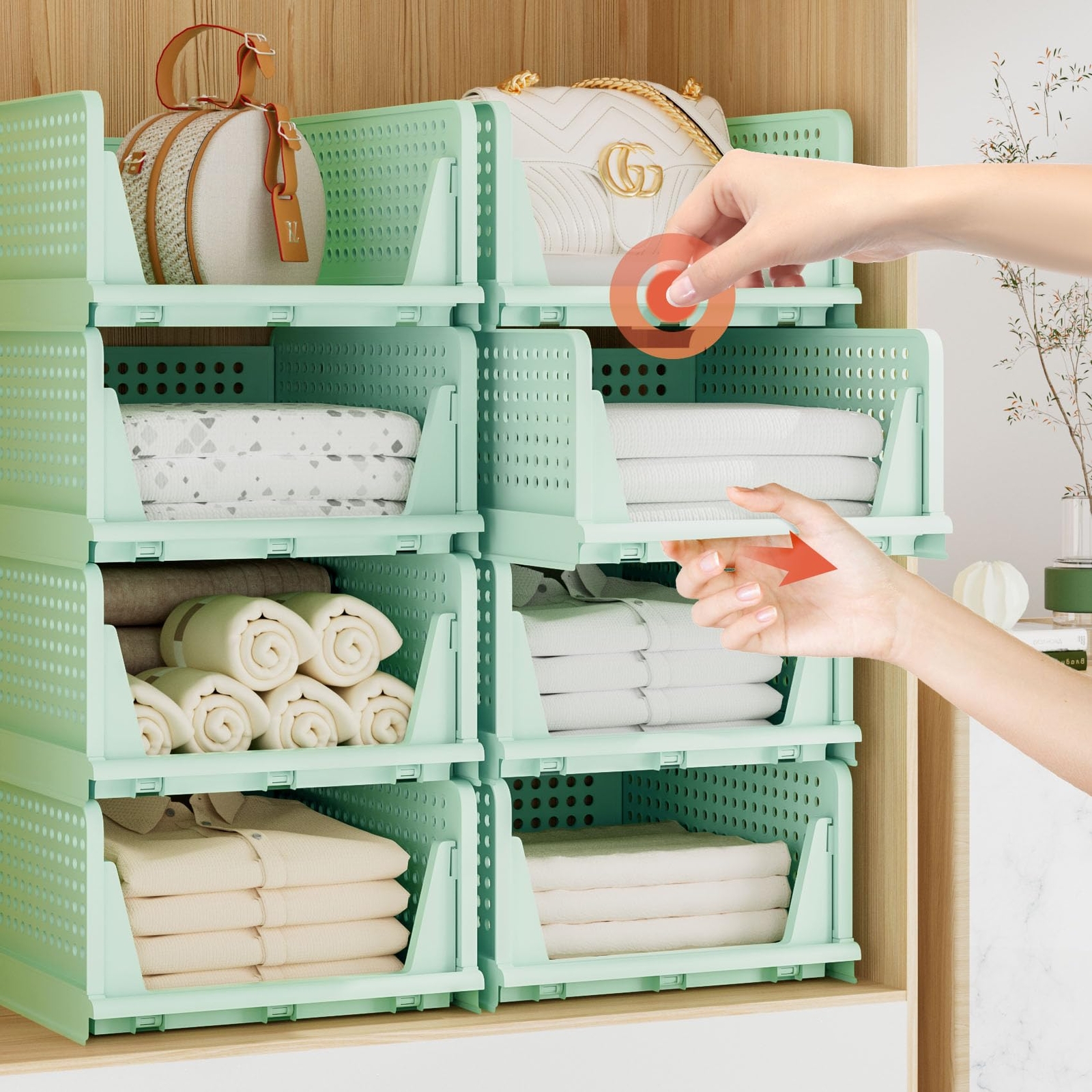 Closet Organizers And Storage 5 Pack Folding Plastic Drawer Storage For Clothes