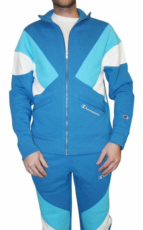 Champion Life Reverse Weave Colorblock Full Zip Logo Track Jacket NWT $80 Blue S - Image 2 of 4