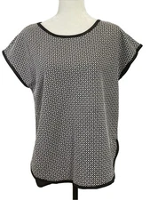 New Max Studio Women’s Medium Cap Sleeve Top $78 Black White