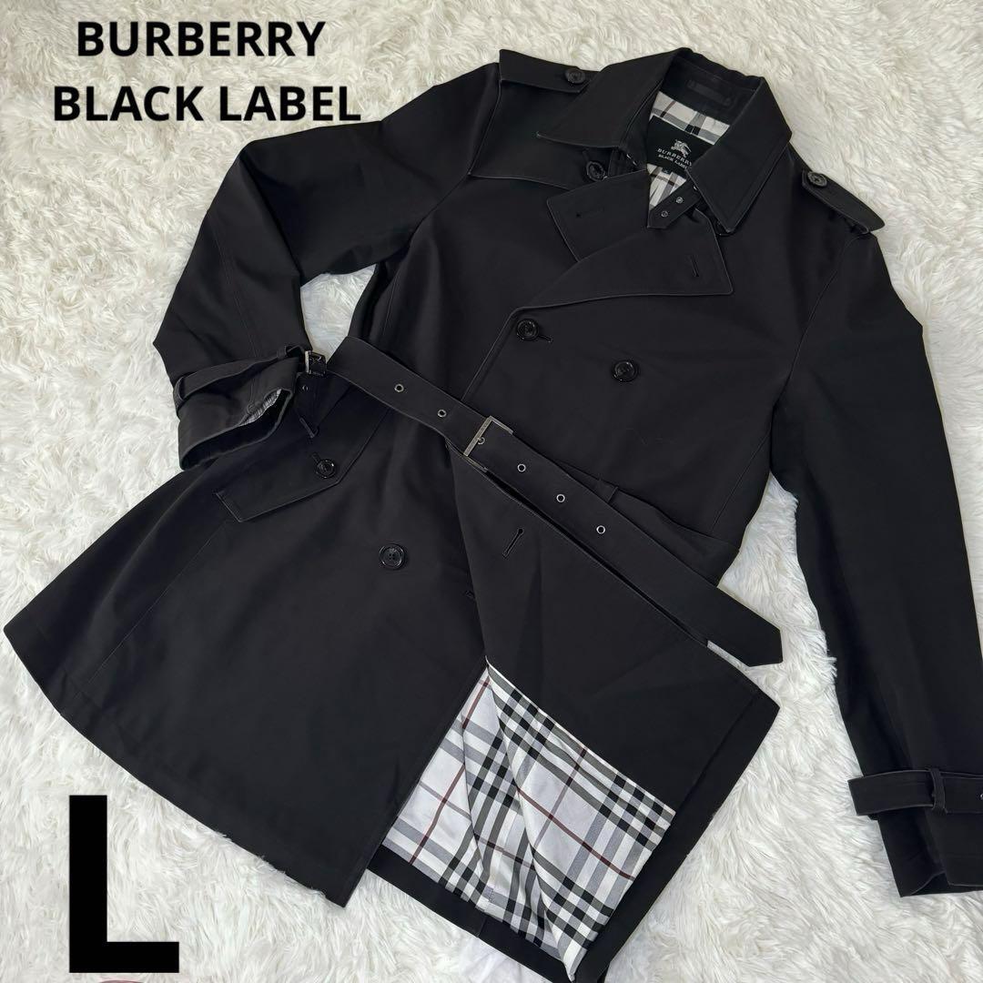 BURBERRY BLACK LABEL チェスターコート L Burberry Black Label Trench Coat Black With Nova Check