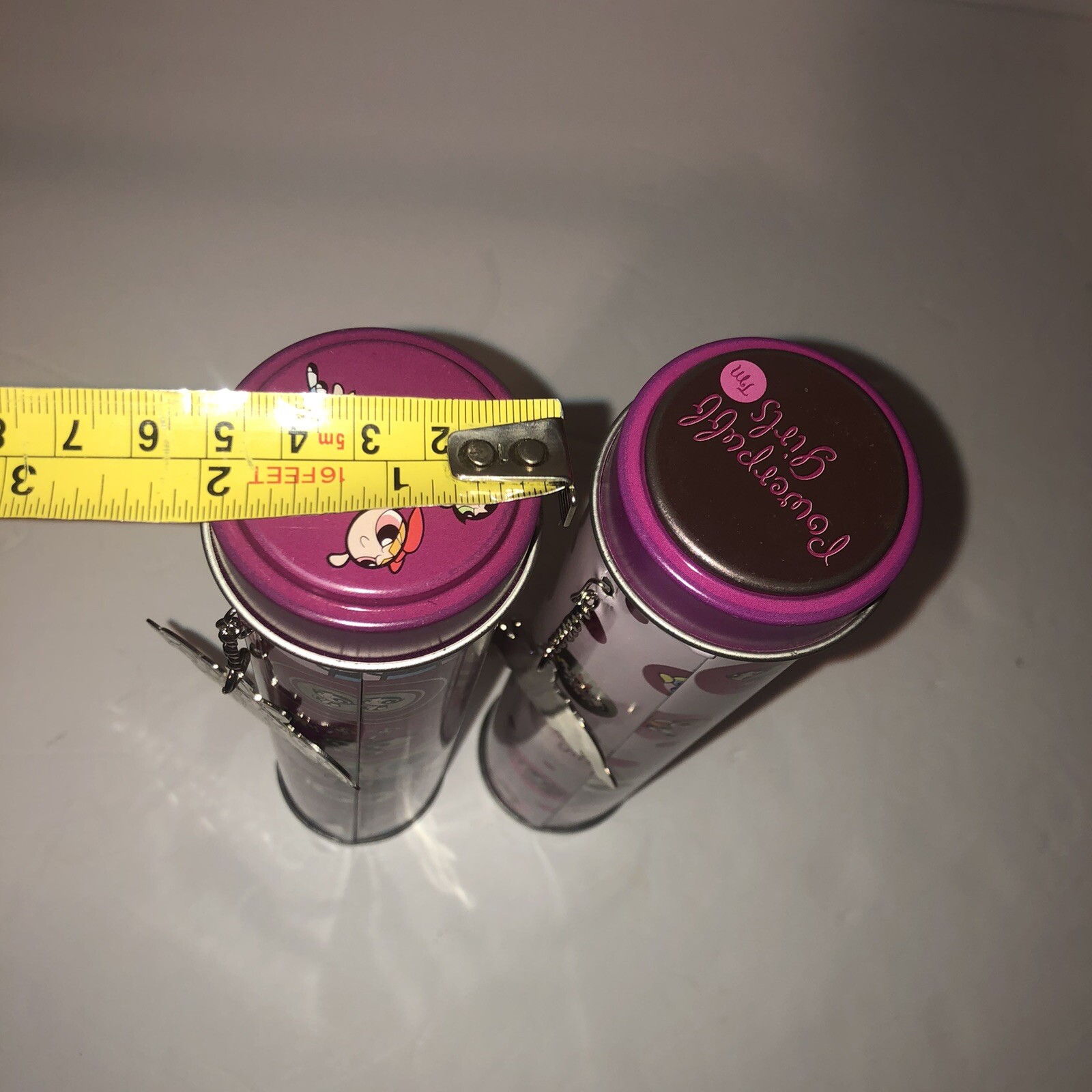VTG Powerpuff Girls Tin Pencil Case Container 2000 W/ Keychain Collectable Merch