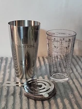 3 pc BOSTON COCKTAIL SHAKER Bar KIT Panattoni Mixing Glass, Strainer Barware 