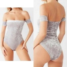 Urban Outfitters Out From Under gray crushed velvet bodysuit size Small