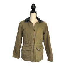 Women's Real Ranch Barn Chore Coat Size S Green Draw Waist Cotton Canvas