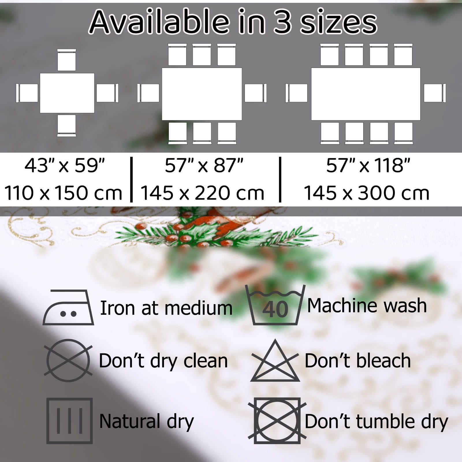 Christmas Tablecloth with Red, Green, and Gold pattern