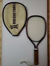 Vintage 1980's Leach "Marty Hogan" Racketball Racket With Cover. In VG condition
