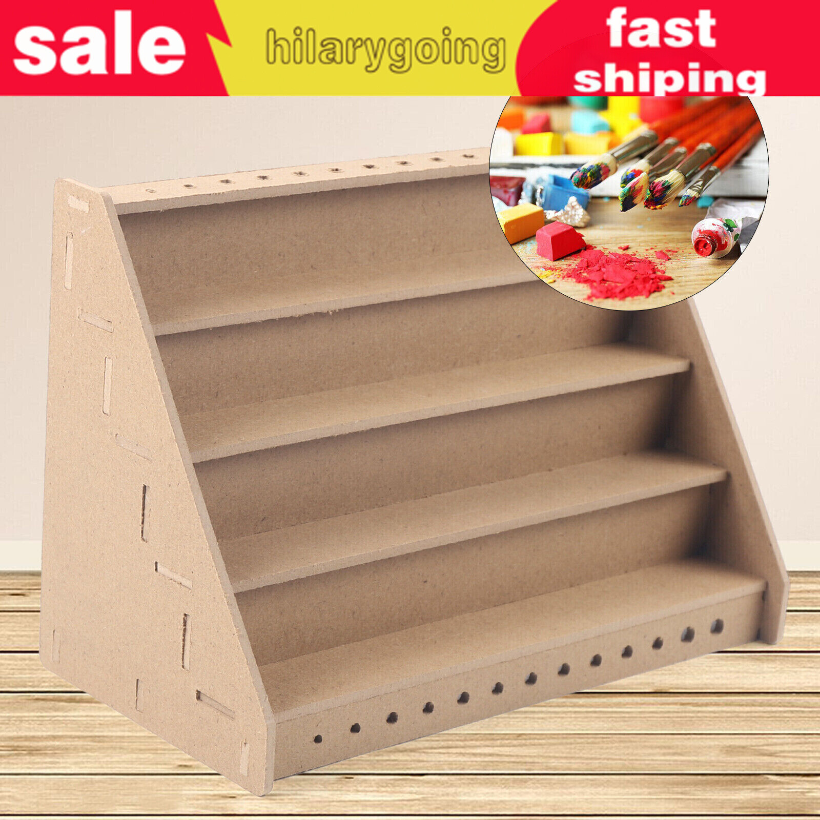 4 Tier Wooden Storage Rack Stand Holds Acrylic Paint Bottle Model Hobby ...