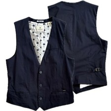 Scotch  Soda Kids Suit Vest Boys Size 16 Navy Stretch Cotton 3 Button Front