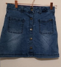 Tommy Hilfiger Girls Skirt Blue Jean Denim Snap Front Pockets