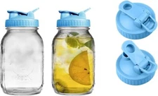2 Pack Regular Mouth Flip Cap Mason Jar Lids for Mason Jars - Airtight Sealing, 