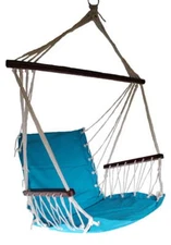 Patio Swing Seat Hanging Hammock Cotton Rope Chair W/ Cushion Seat Portable Blue