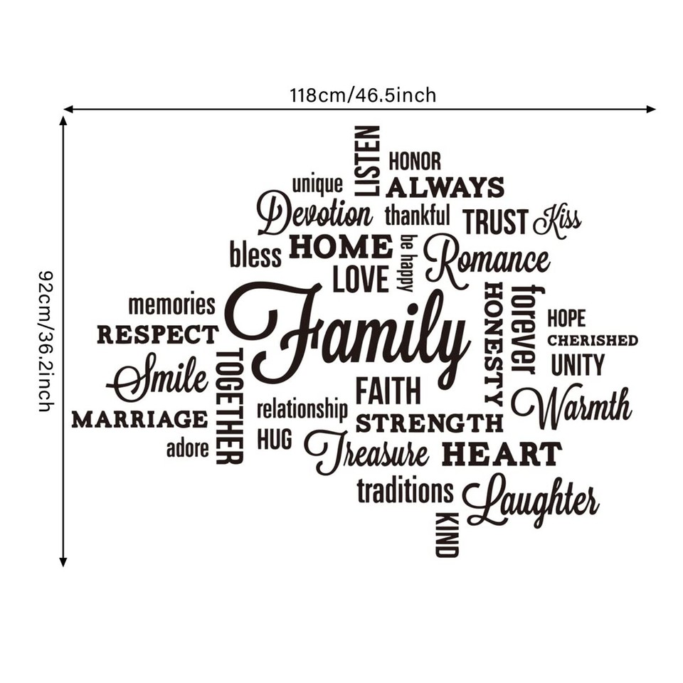 Removable Family Wall Decal Quotes Saying Family Words Sign Vinyl Wall ...