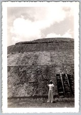 Vtg B&W Snapshot Woman By Pyramid Summer Outfit 1939