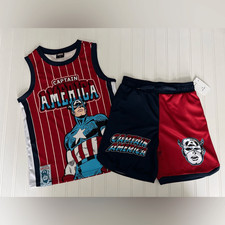 Marvel's Captain America Tank and Short Set Boys- Size 7/8