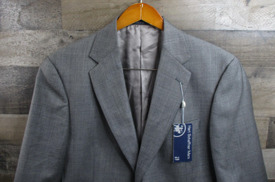 Hart Schaffner Marx Blazer Mens 42R Gray Wool Cashmere 2 Button Made in USA