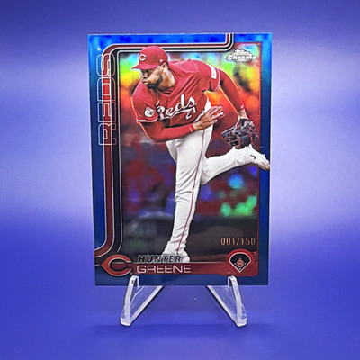 Topps Chrome 2025 Hunter Greene Reds Blue Refractor #91 001/150