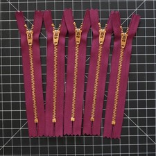 100   5.5" YKK Wine 525 Brass Close-end Zippers