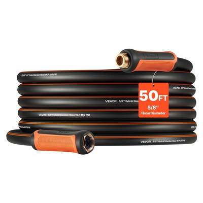#ad VEVOR Garden Hose 50ft 5 8quot; Rubber Water Hose 3 4quot; Fitting Heavy Duty amp; Non kink $32.99