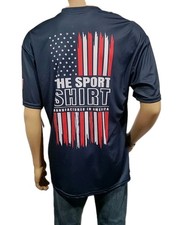 The Sport Shirt Men  s UPF 40 Sun Protection Graphic Navy Short Sleeve NWT WM1