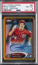 2012 Topps Chrome Bryce Harper Rookie Autographs Gold Refractor /50 PSA 8