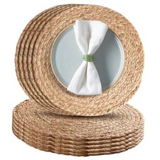 12 inch Round Woven Placemats Set of 10, Boho Rattan Place 12 Inch Set of 10