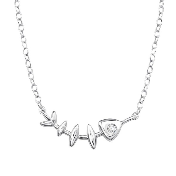 Kette Mit AnhäNger FischgräTe Halskette Fisch Sterling Silber 925 Geschenk-image