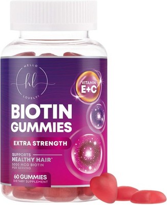 Hair Vitamins Gummies with Biotin 5000 mcg - Hair Growth Support with Vitamins E