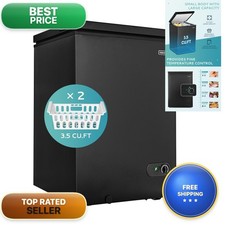 Euhomy 3.5 Cu.Ft Chest Freezer Wheels Small D...