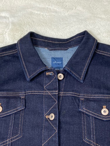 J. JILL Jeansjacke Knopfleiste Stretch dunkelblau Denim Damen Größe Large neu - Bild 6 von 14
