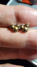DISNEY Mickey Mouse Head Icon Stud Earrings in Silver  Gold tone