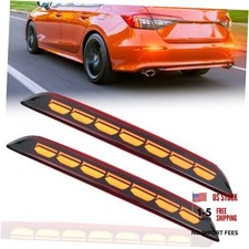 Red Lens LED Rear Reflector Bumper Fog Light Assembly kit for Honda Smoked