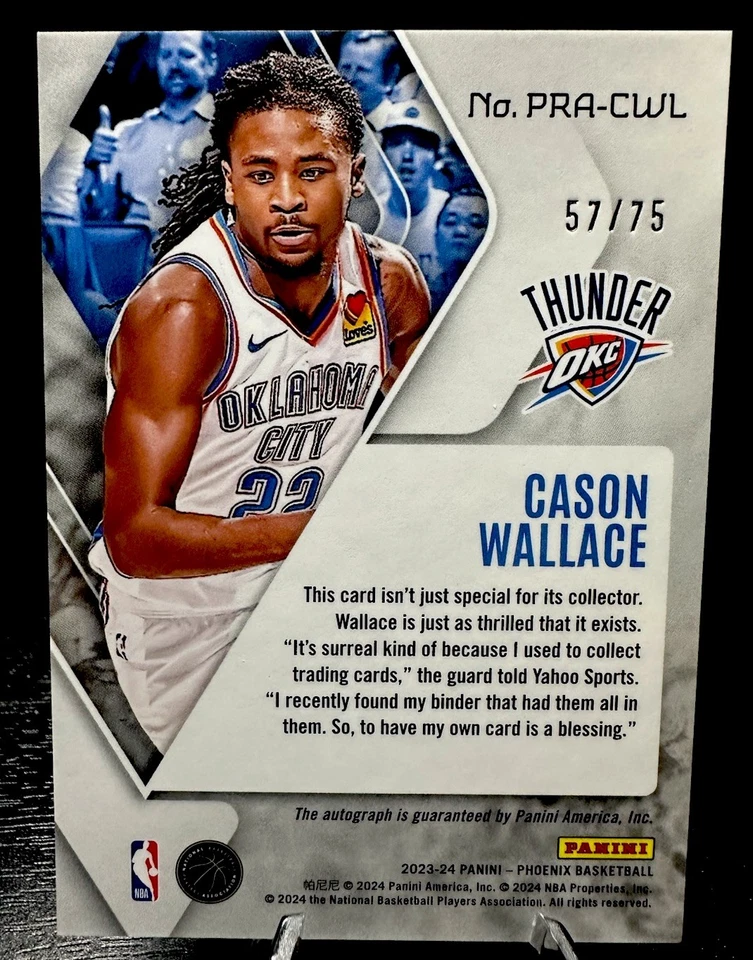 2023-2024 Panini Phoenix Cason Wallace RC Rookie Auto /75 Thunder - Image 2 of 2